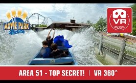 360° VR Water Thrill Ride AREA 51 - TOP SECRET Movie Park Germany | Intamin on-ride POV VR360 Oculus