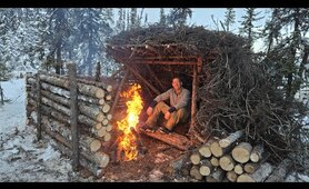 3 Days in Arctic Survival Shelter - Solo Bushcraft Camping & Blacksmithing.